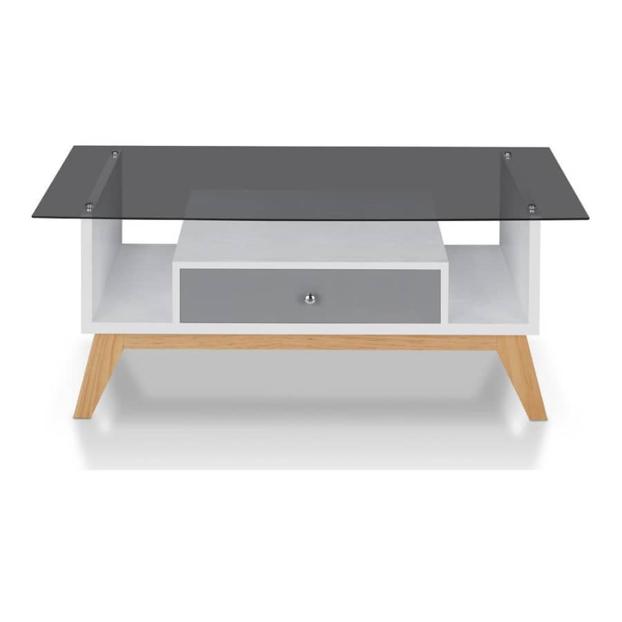 Furniture of America Eleanore 48" Glass-Top Coffee Table for $186