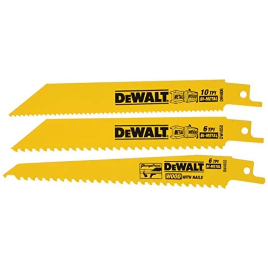 DEWALT Reciprocating Saw Blades, Woodcutting Set, 3-Piece (DW4853) for $10