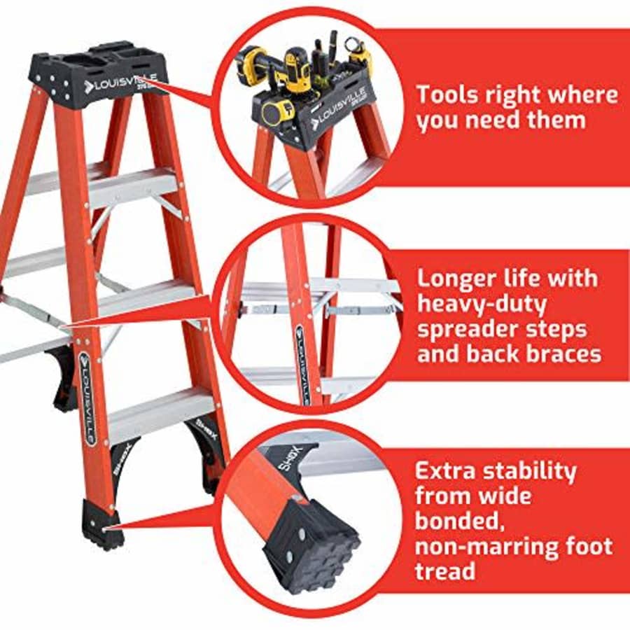 Louisville Ladder 4-Foot Fiberglass Step Ladder, 375-Pound Capacity, FS1404HD for $129