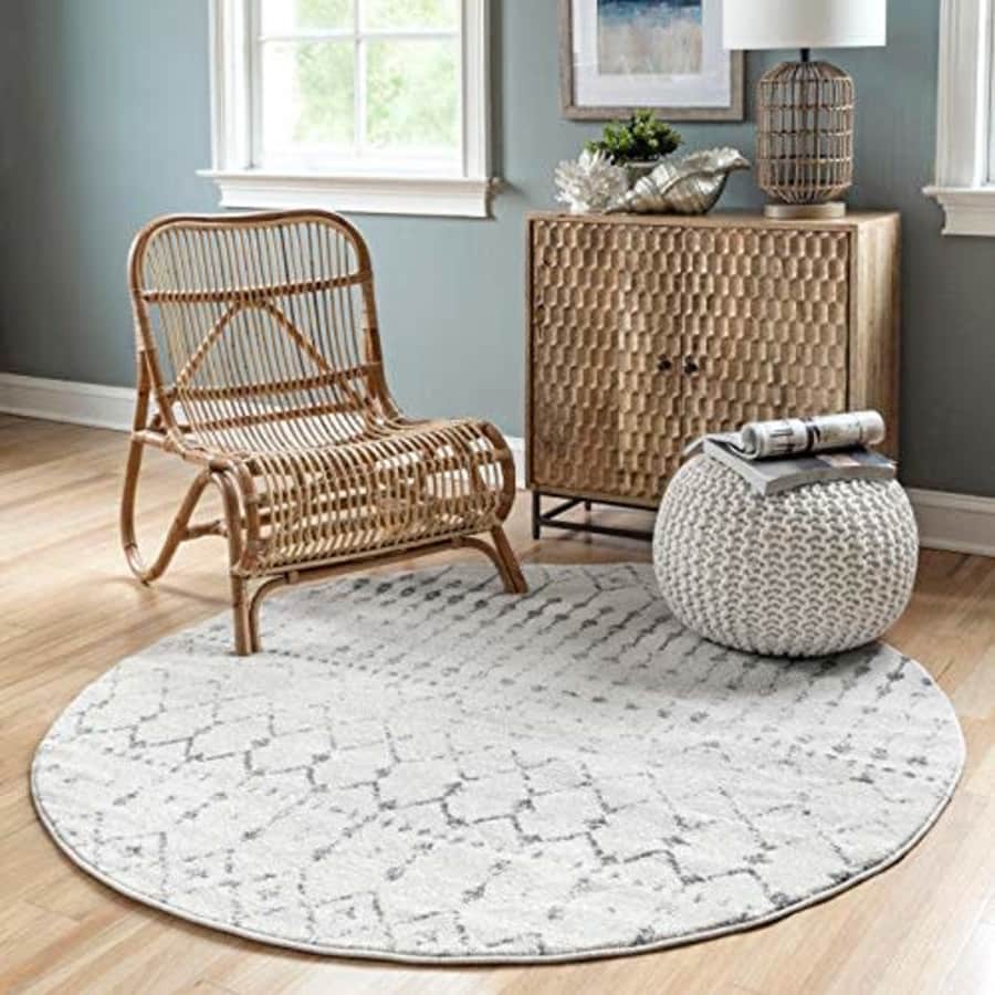 nuLOOM Moroccan Blythe Area Rug, 5' Round, Grey/Off-white for $50