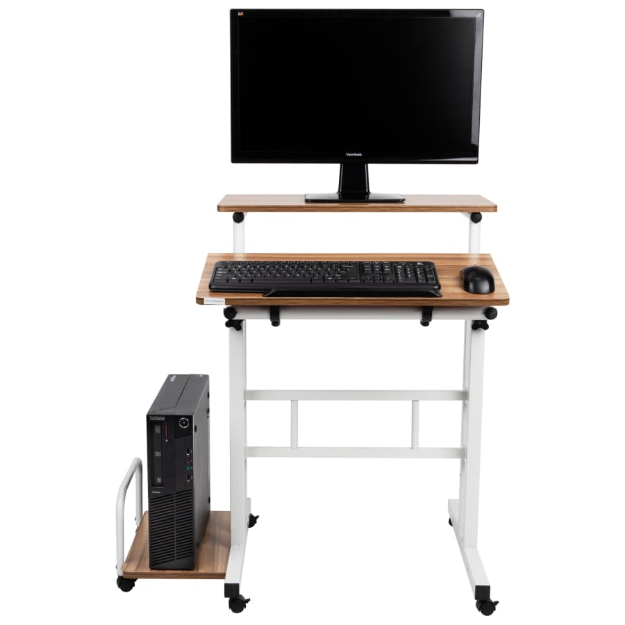 Mind Reader 2-Tier Adjustable Sit and Stand Mobile Workstation Desk for $30