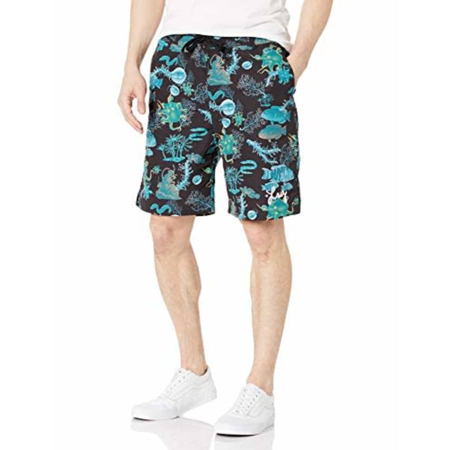 LRG Men's Spring 2021 Shorts-Woven Shirts, Black/Blue, Small for $35