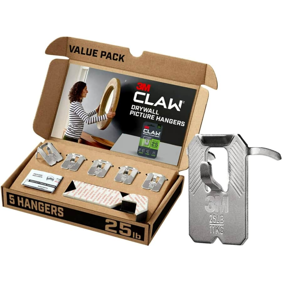3M Claw 25 lb. Drywall Picture Hanger 5-Pack for $9