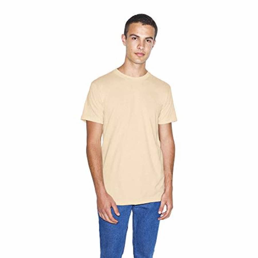 American Apparel Men's Unisex Organic Fine Jersey Crewneck Short Sleeve T-Shirt, Natural, Small for $10