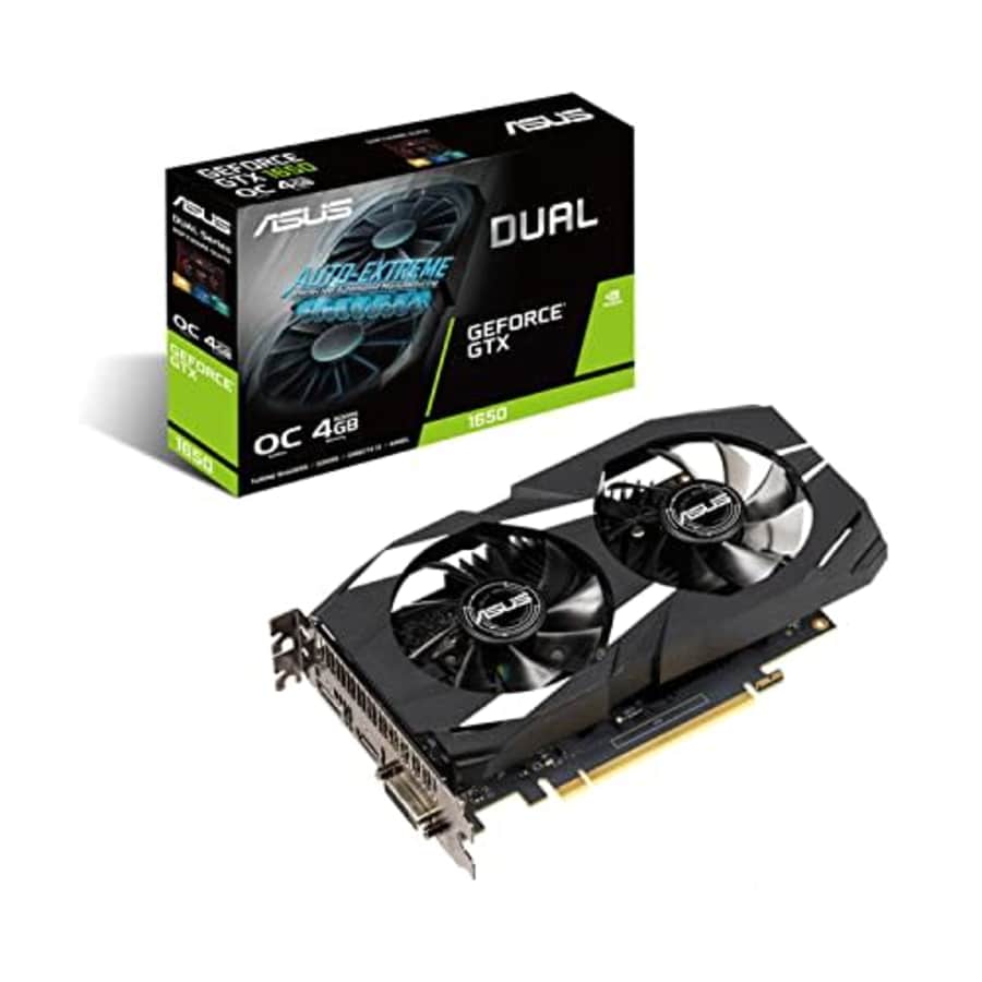 Asus GeForce GTX 1650 Overclocked 4GB Dual-Fan Edition VR Ready HDMI DP 1.4 DVI Graphics Card for $174 Asus GeForce GTX 1650 Overclocked 4GB Dual-Fan Edition VR Ready HDMI DP 1.4 DVI Graphics Card for $174