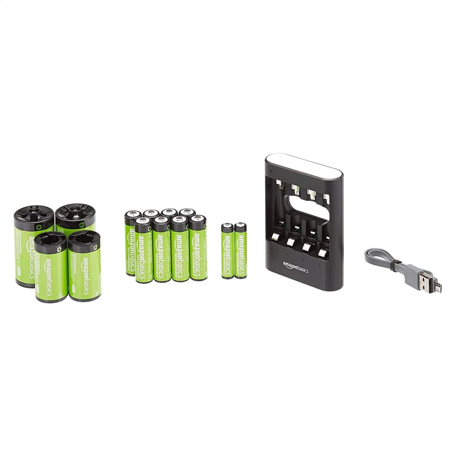 AmazonBasics USB Battery Charger Pack w/ 10 Batteries for $27