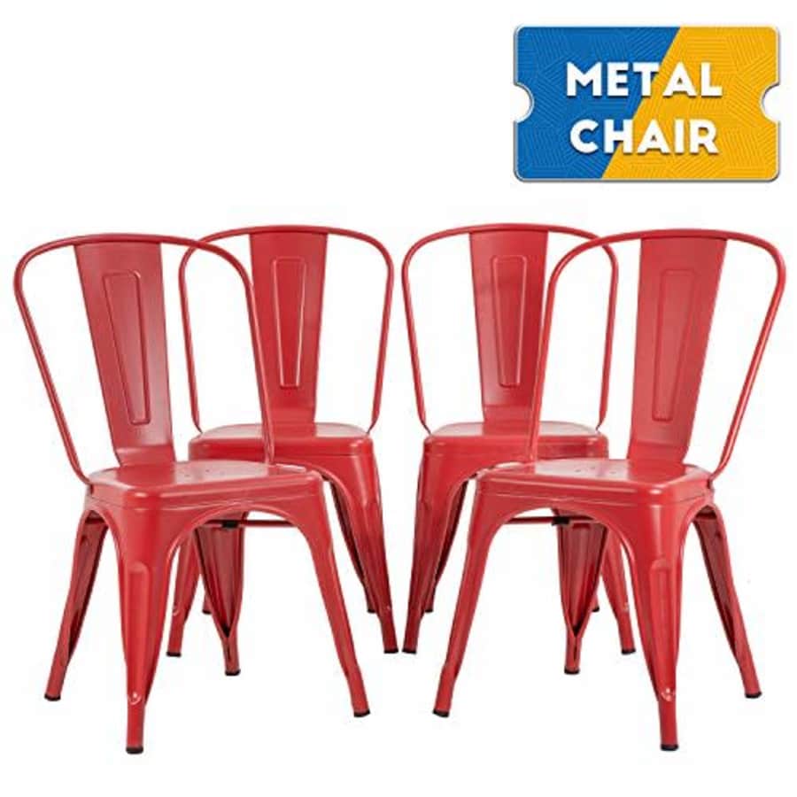 FDW Metal Dining Chairs Set of 4 Indoor Outdoor Chairs Patio Chairs 18 Inch Seat Heigh Kitchen Chairs for $97