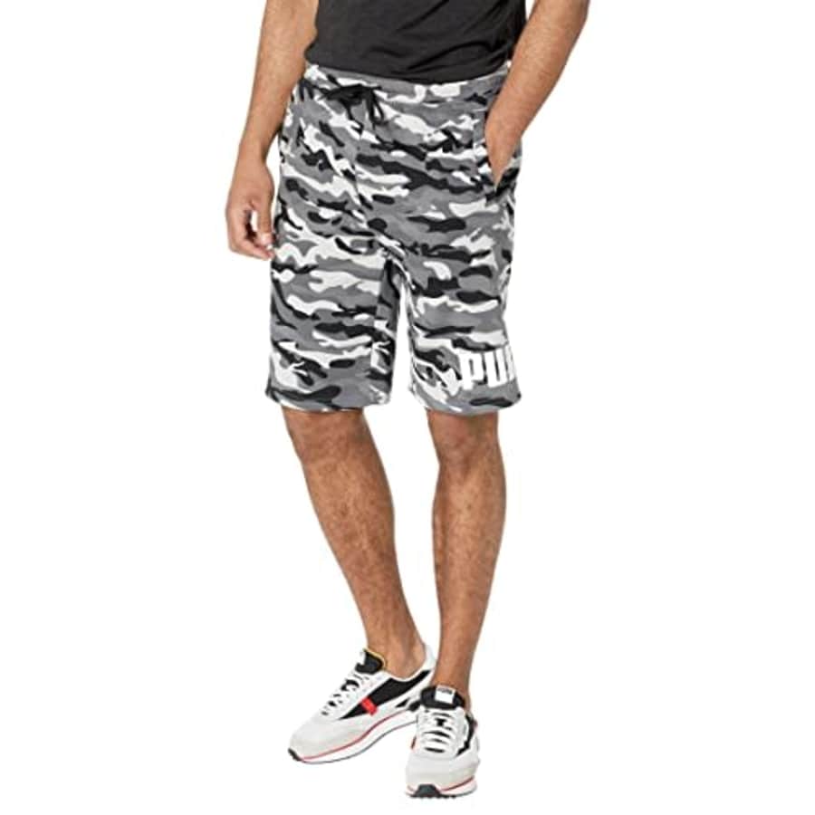 PUMA Men's Big & Tall Camo All Over Print Fleece Shorts, Cotton Black, XX-Large for $40