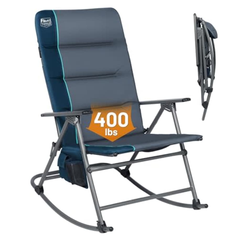 TIMBER RIDGE High Back Oversized Folding Rocking Camping Chair, Padded Outdoor Rocker, Portable for $136 TIMBER RIDGE High Back Oversized Folding Rocking Camping Chair, Padded Outdoor Rocker, Portable for $136
