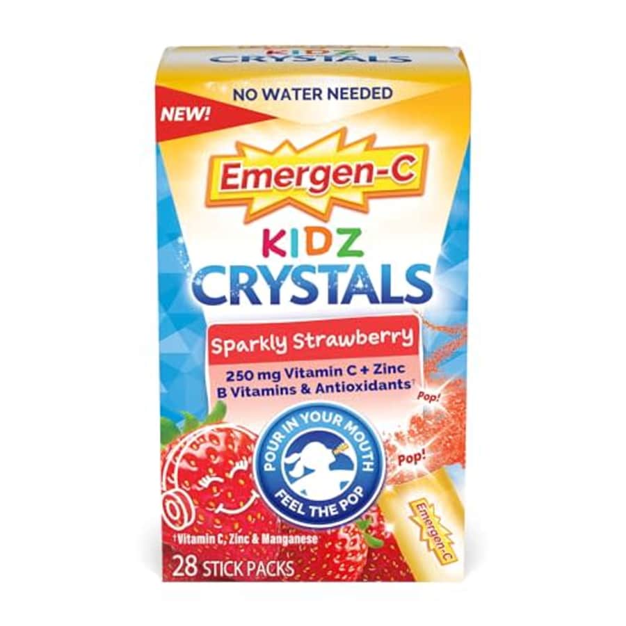 Emergen-C Kidz Crystals, On-The-Go Immune Support Supplement with Vitamin C, B Vitamins, Zinc and for $8 Emergen-C Kidz Crystals, On-The-Go Immune Support Supplement with Vitamin C, B Vitamins, Zinc and for $8