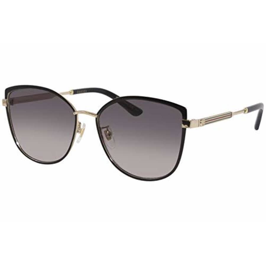 Gucci GG 0589SK 001 Black Gold Metal Cat-Eye Sunglasses Grey Gradient Lens for $267