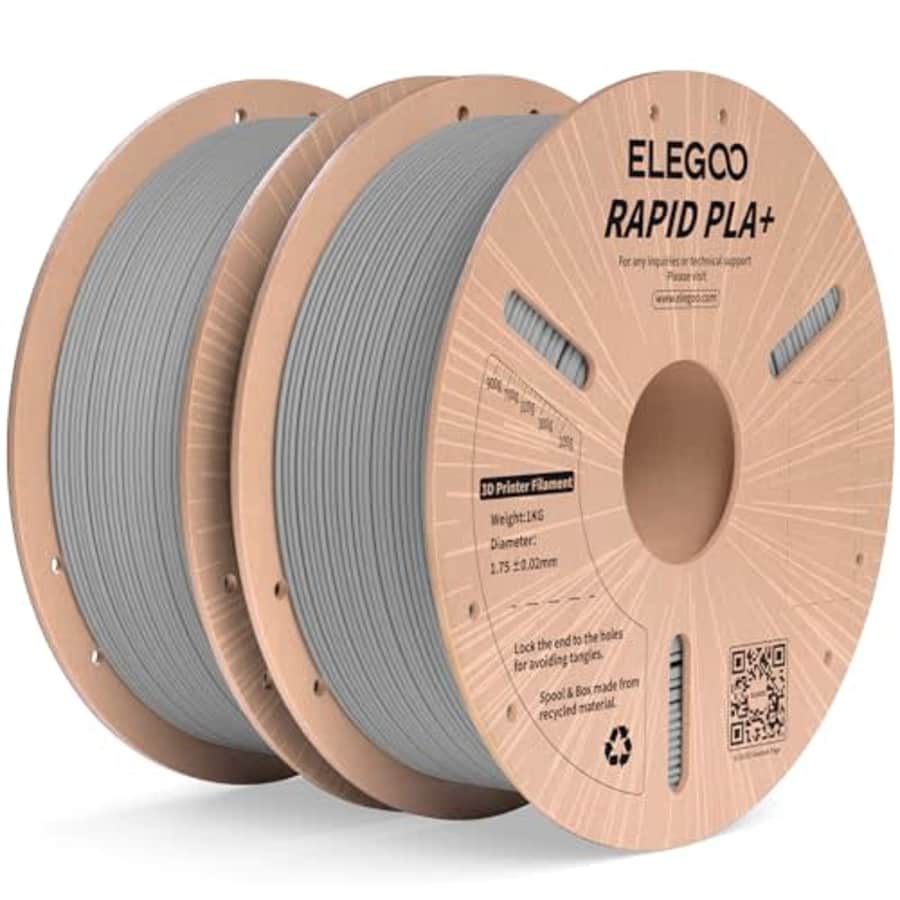 ELEGOO Rapid PLA Plus Filament 1.75mm Gray 2KG, PLA+ 3D Printer Filament for 30-600 mm/s High Speed for $27