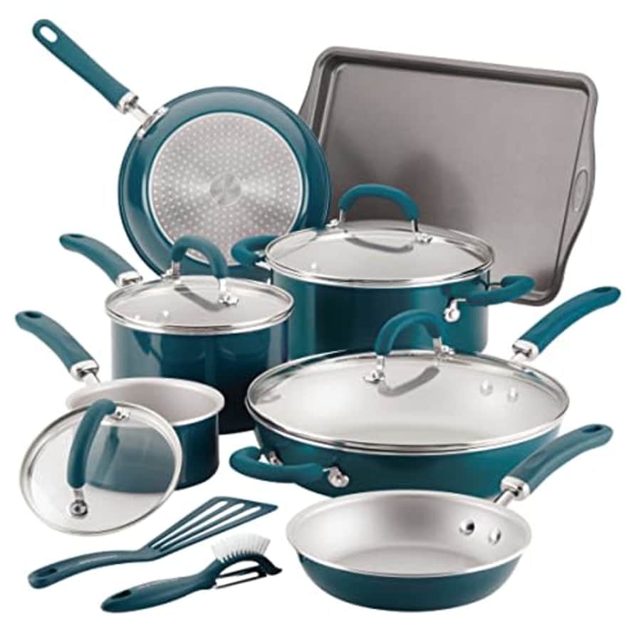 Rachael Ray Create Delicious Nonstick Cookware Induction Pots and Pans Set, 13 Piece - Teal Shimmer for $170 Rachael Ray Create Delicious Nonstick Cookware Induction Pots and Pans Set, 13 Piece - Teal Shimmer for $170