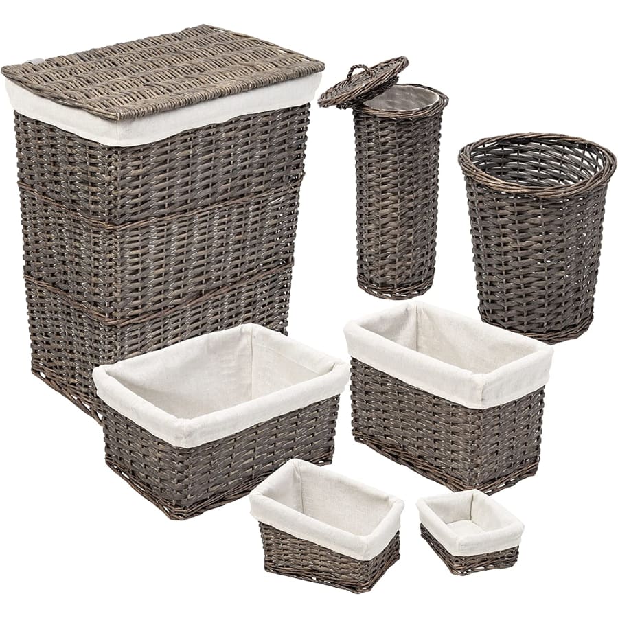 Honey Can Do 7-Piece Split Willow Woven Bathroom Storage Basket Set for $69