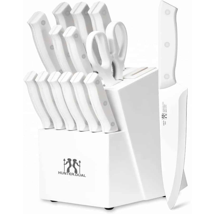 Hunter.Dual 15-Piece Kitchen Knife Block w/ Built-In Sharpener for $19 Hunter.Dual 15-Piece Kitchen Knife Block w/ Built-In Sharpener for $19