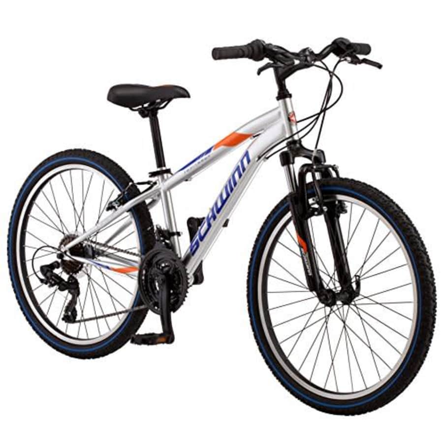 Schwinn High Timber Youth/Adult Mountain Bike, Steel Frame, 24-Inch Wheels, 21-Speed, Silver for $304
