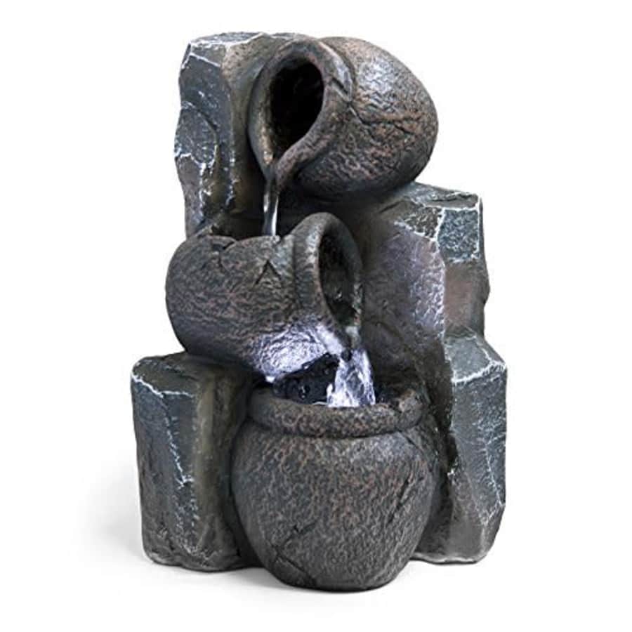 Premium SereneLife Table Waterfall Fountain (2-Tier), Cascading Tabletop Water Decoration, Indoor, for $50