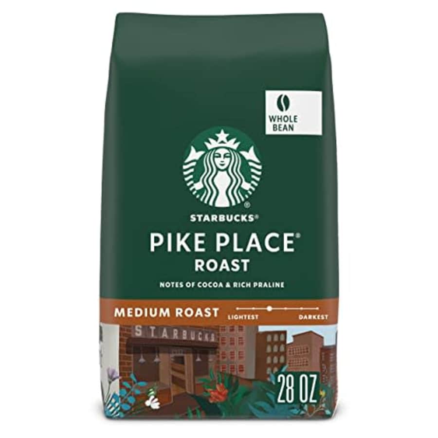 Starbucks Medium Roast Whole Bean Coffee Pike Place 100% Arabica 1 bag (28 oz) for $15