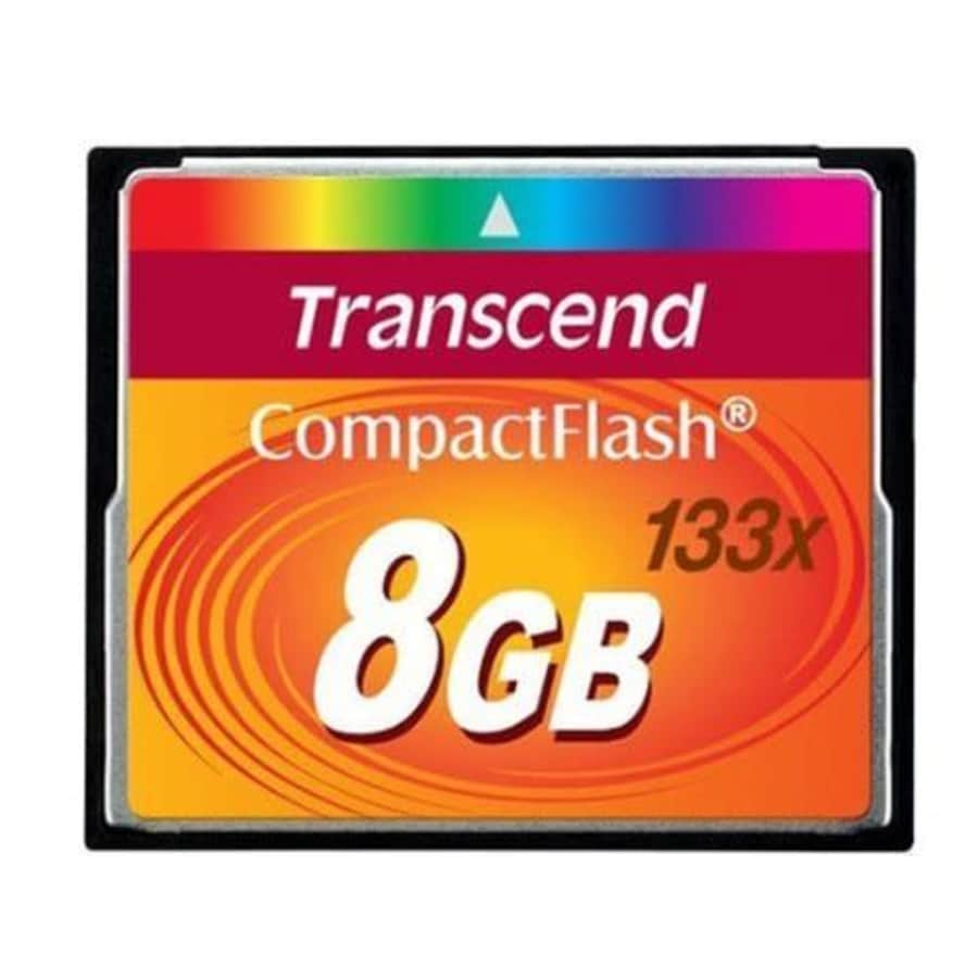 Transcend 8GB CompactFlash Memory Card 133x (TS8GCF133) by Transcend for $20 Transcend 8GB CompactFlash Memory Card 133x (TS8GCF133) by Transcend for $20