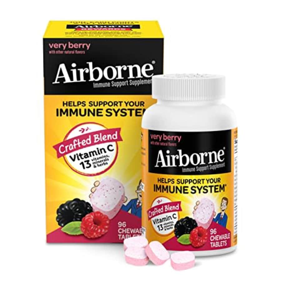 Airborne 1000mg Vitamin C Chewable Tablets with Zinc, Immune Support Supplement with Powerful for $10