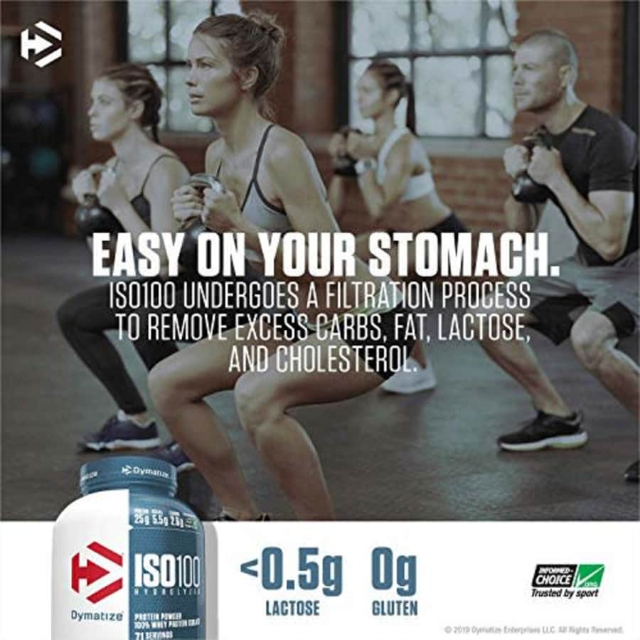Dymatize ISO 100 Whey Protein Powder with 25g of Hydrolyzed 100% Whey Isolate, Gluten Free, Fast for $50 Dymatize ISO 100 Whey Protein Powder with 25g of Hydrolyzed 100% Whey Isolate, Gluten Free, Fast for $50