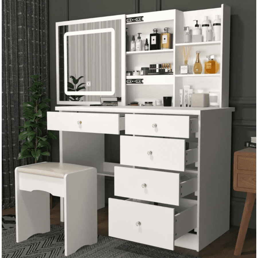 5-Drawer Wood Vanity Set for $198