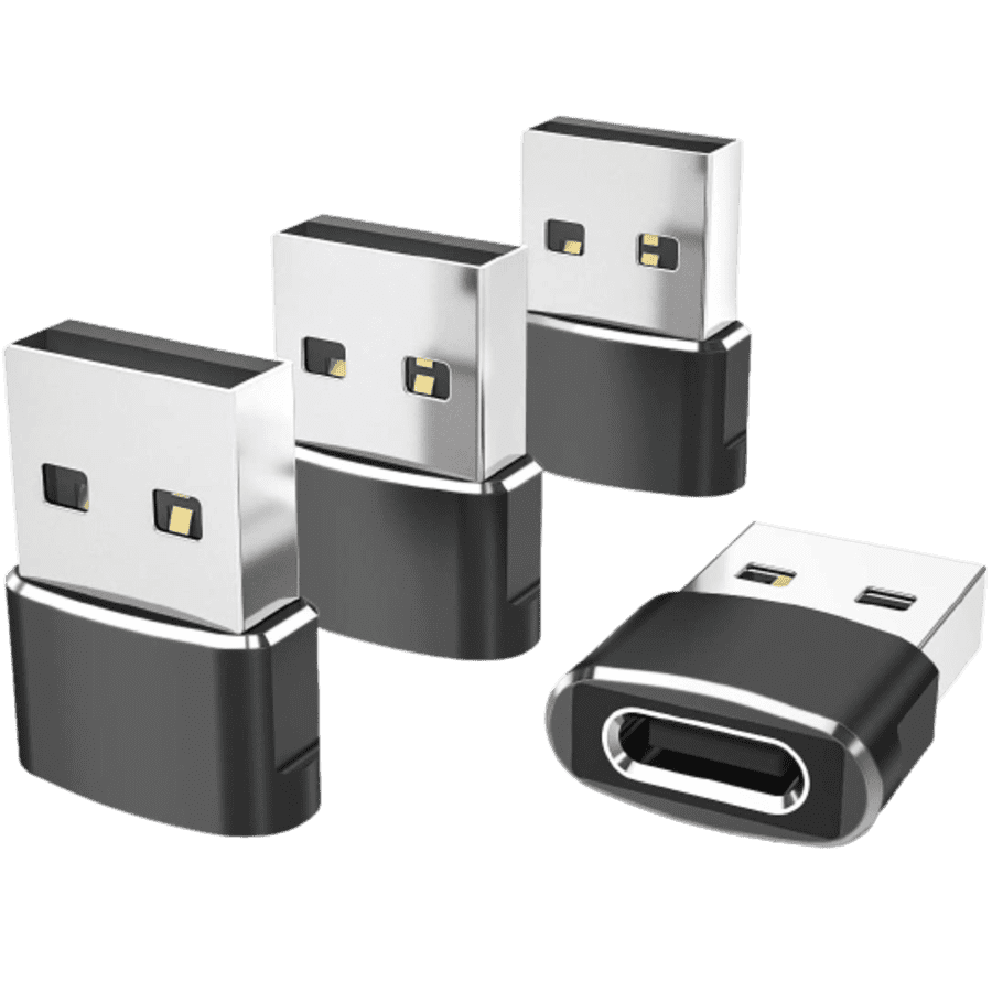 Elebase USB-C Female to USB-A Male Adapter 4-Pack for $8