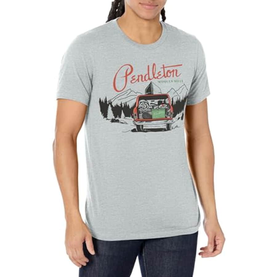 Pendleton Men's Camper Graphic T-Shirt, Athletic Heather/Red for $16 Pendleton Men's Camper Graphic T-Shirt, Athletic Heather/Red for $16