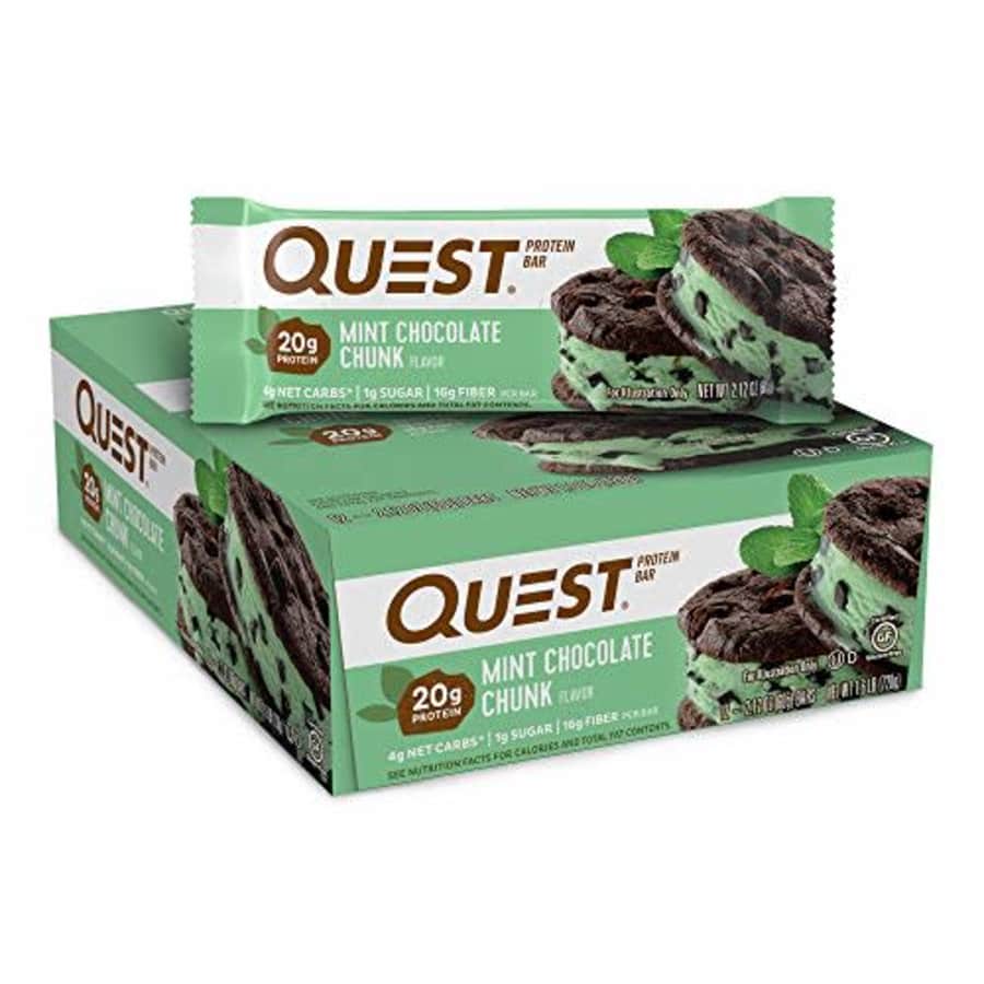 Quest Nutrition Mint Chocolate Chunk Protein Bars, High Protein, Low Carb, Gluten Free, Keto for $25