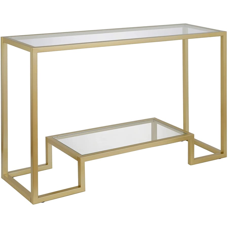 Henn & Hart Modern Entryway Accent Table w/ Glass Shelf for $147 Henn & Hart Modern Entryway Accent Table w/ Glass Shelf for $147