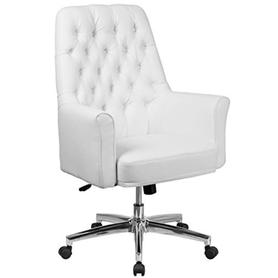 Flash Furniture Mid-Back Traditional Tufted White LeatherSoft Executive Swivel Office Chair with for $404
