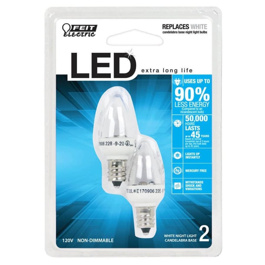 Feit Electric 1-Watt BPC7 Candelabra Night Light Bulb 2-Pack for $5