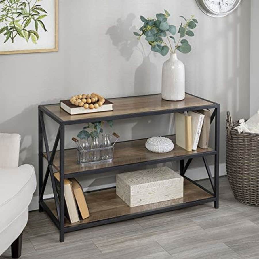 Walker Edison Furniture Company 2 Tier Open Shelf Industrial Wood Metal Bookcase Tall Bookshelf for $139 Walker Edison Furniture Company 2 Tier Open Shelf Industrial Wood Metal Bookcase Tall Bookshelf for $139