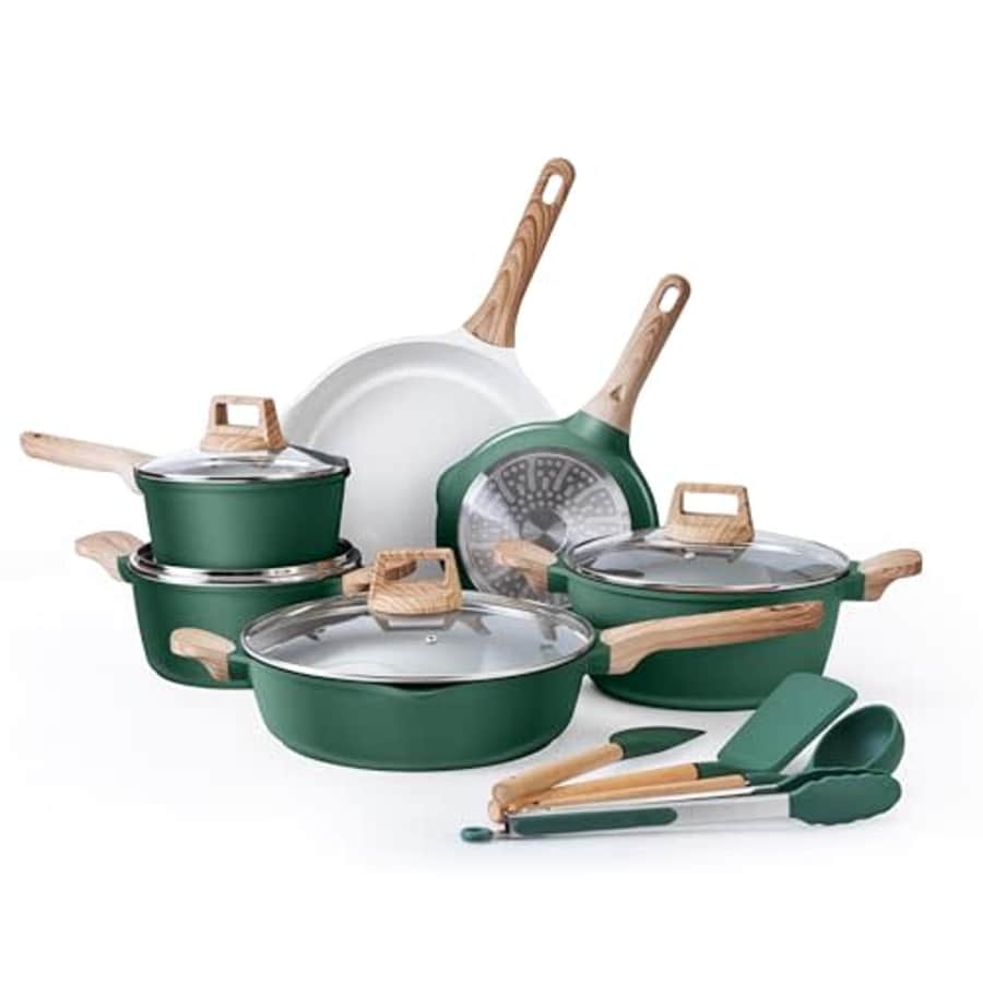 Country Kitchen Pots and Pans Set Nonstick, Cast Aluminum Kitchen Cookware Set with Utensils, 14 for $100 Country Kitchen Pots and Pans Set Nonstick, Cast Aluminum Kitchen Cookware Set with Utensils, 14 for $100