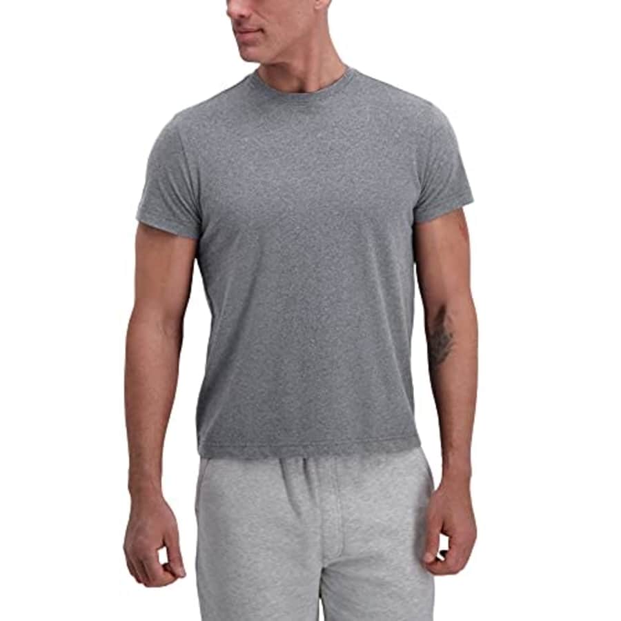 Haggar Men's Comfort Tee Shirt Long Short Sleeve Styles, Med Grey Jaspe, Small for $17