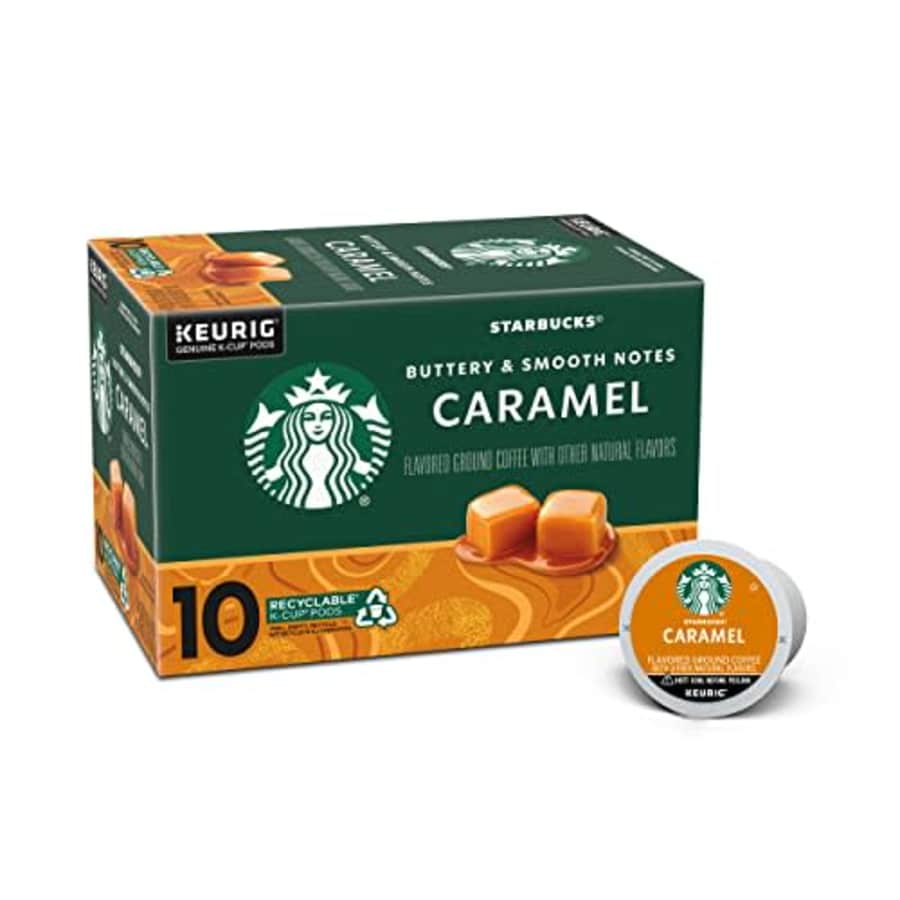 Starbucks Flavored K-Cup Coffee Pods Caramel for Keurig Brewers 1 box (10 pods) for $10 Starbucks Flavored K-Cup Coffee Pods Caramel for Keurig Brewers 1 box (10 pods) for $10