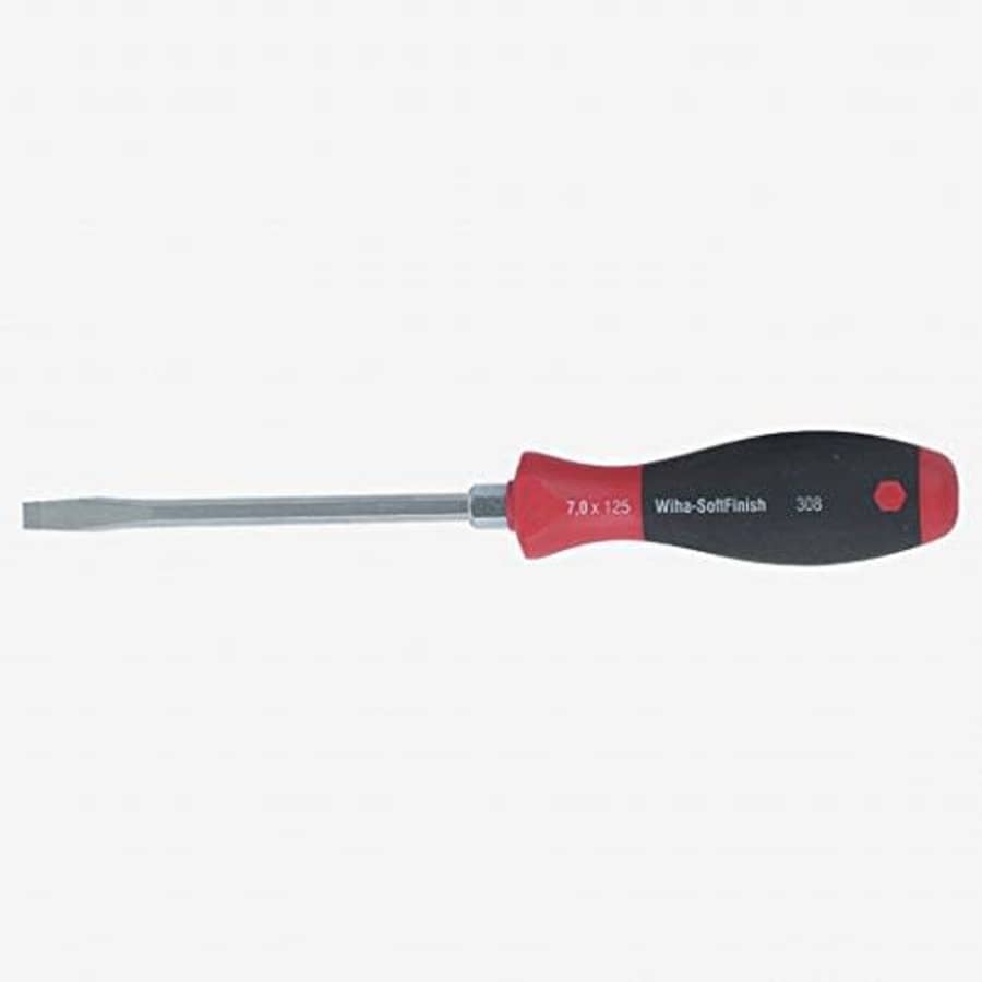 Wiha Tools Wiha 30820 Slotted Screwdriver, Heavy Duty with SoftFinish Cushion Grip Handle, 7.0 x 125mm for $24