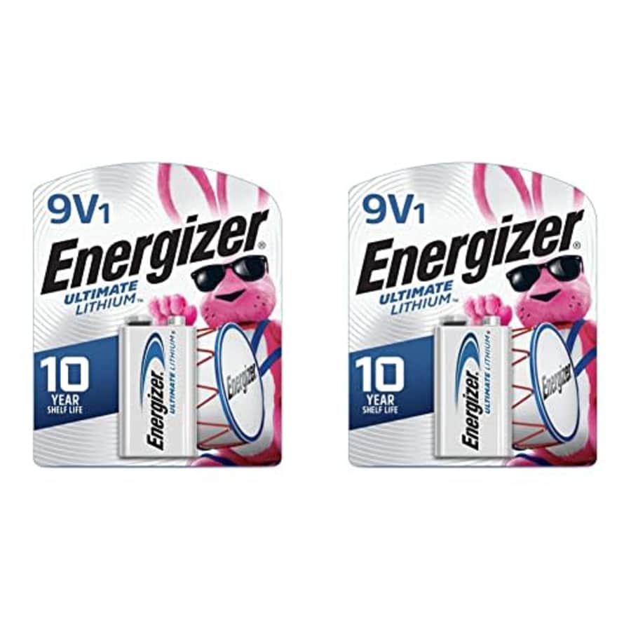 Energizer 9V Lithium Batteries, Ultimate 9 Volt Battery Lithium, 1 Count (Pack of 2) for $25