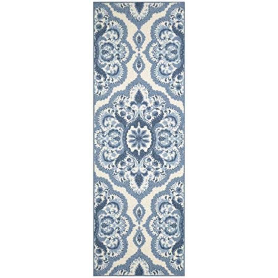 Maples Rugs Vivian Medallion Runner Rug Non Slip Hallway Entry Carpet [Made in USA], 2 x 6, Blue for $25