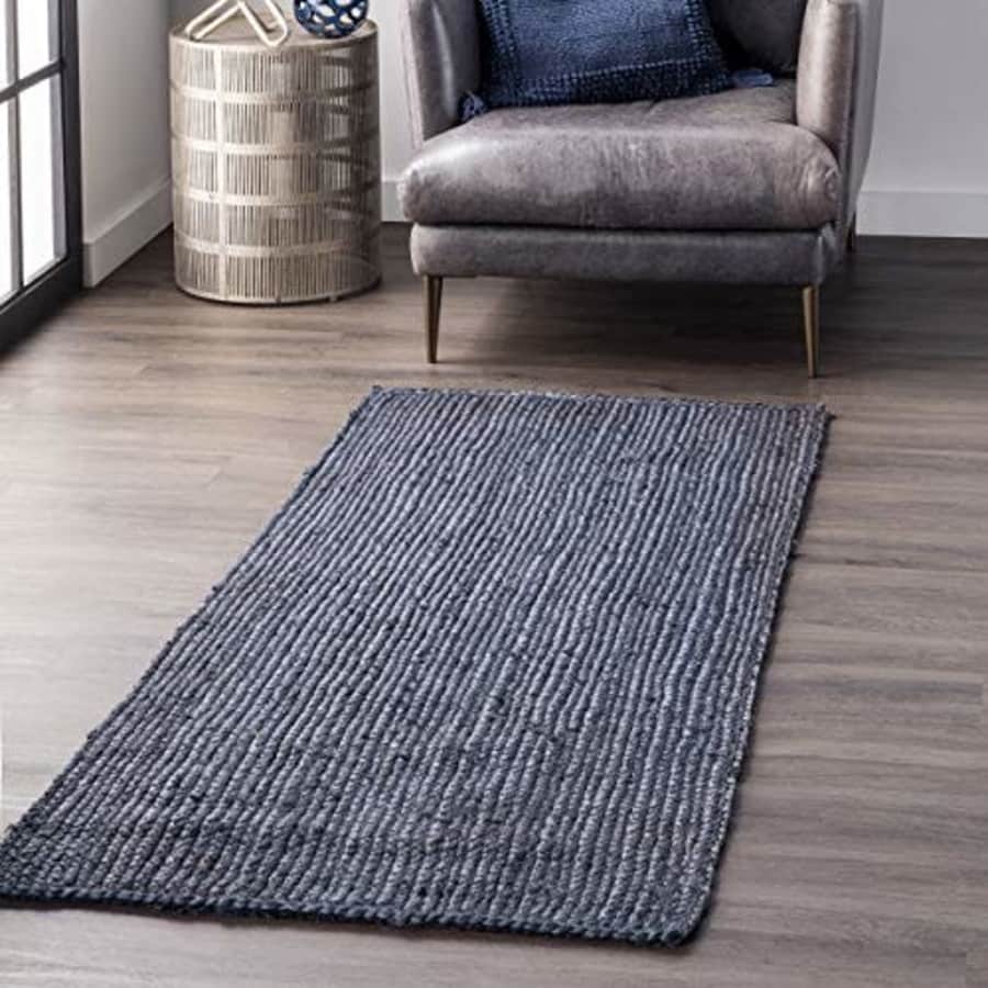 nuLOOM Rigo Hand Woven Jute Runner Rug, 2' 6" x 8', Navy for $70 nuLOOM Rigo Hand Woven Jute Runner Rug, 2' 6" x 8', Navy for $70