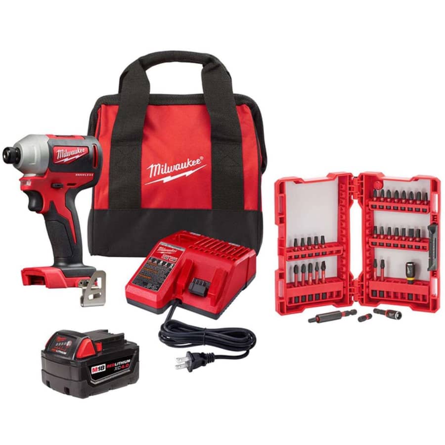 Milwaukee M18 18V 1/4" Cordless Hex Impact Driver Kit + 32-Piece Bit Set for $118 Milwaukee M18 18V 1/4" Cordless Hex Impact Driver Kit + 32-Piece Bit Set for $118