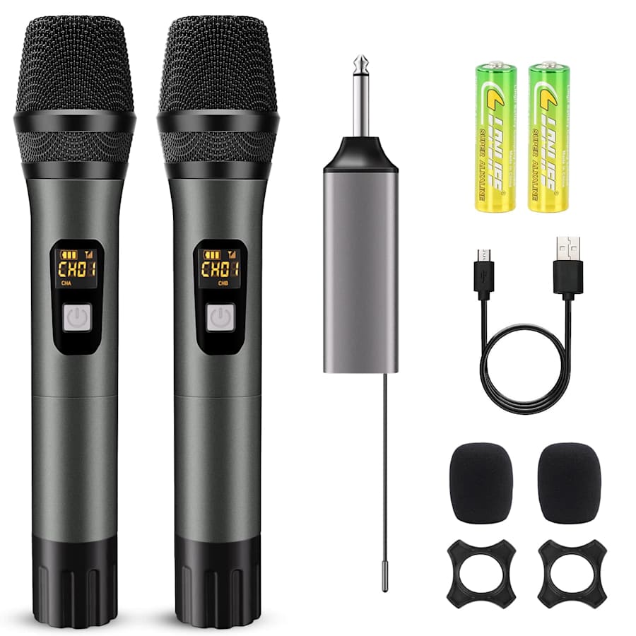 Wireless Dual UHF Dynamic Microphone System for $47