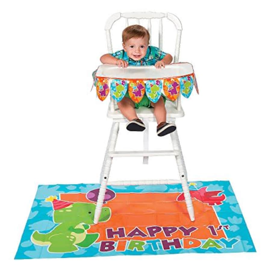 Fun Express Little Dino Happy 1st Birthday High Chair Decorating Kit - Baby Birthday Party Supplies for $12
