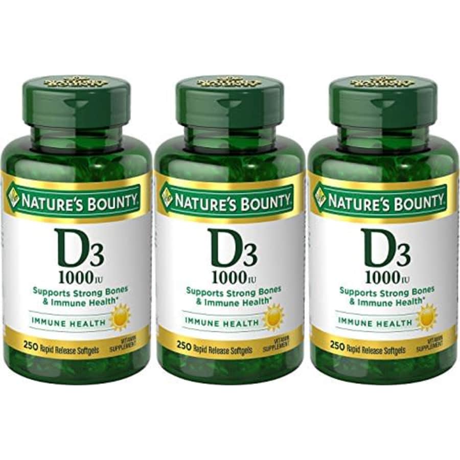 Nature's Bounty Vitamin D3-1000 IU, Rapid Release Softgels, 250 Count (Pack of 3) for $24