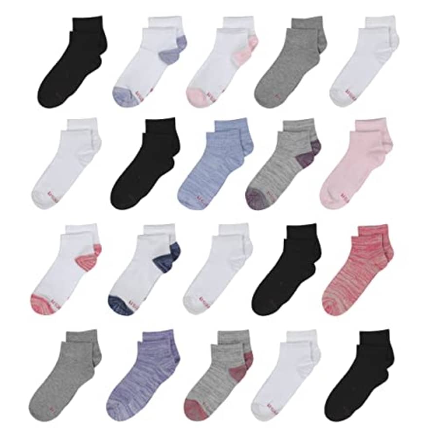 Hanes Big Girls Boys, Super Value 20-Pair Socks, Ankle and No Show Multi-Packs, for $14