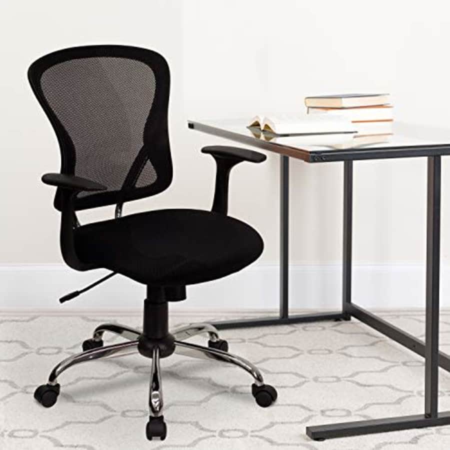 Flash Furniture Mid-Back Black Mesh Swivel Task Office Chair with Chrome Base and Arms for $139