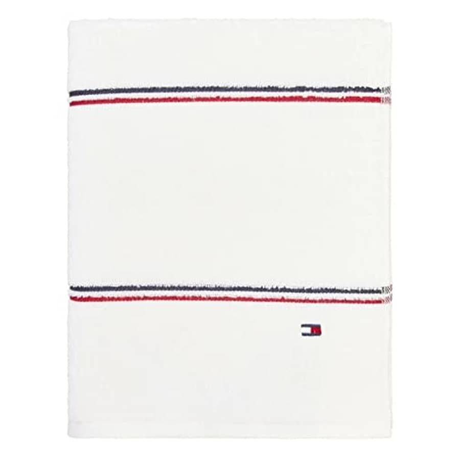Tommy Hilfiger Modern American Double Stripe 574 GSM Dobby 1 Piece Bath Towel, 30 X 56 Inches, 100% for $11