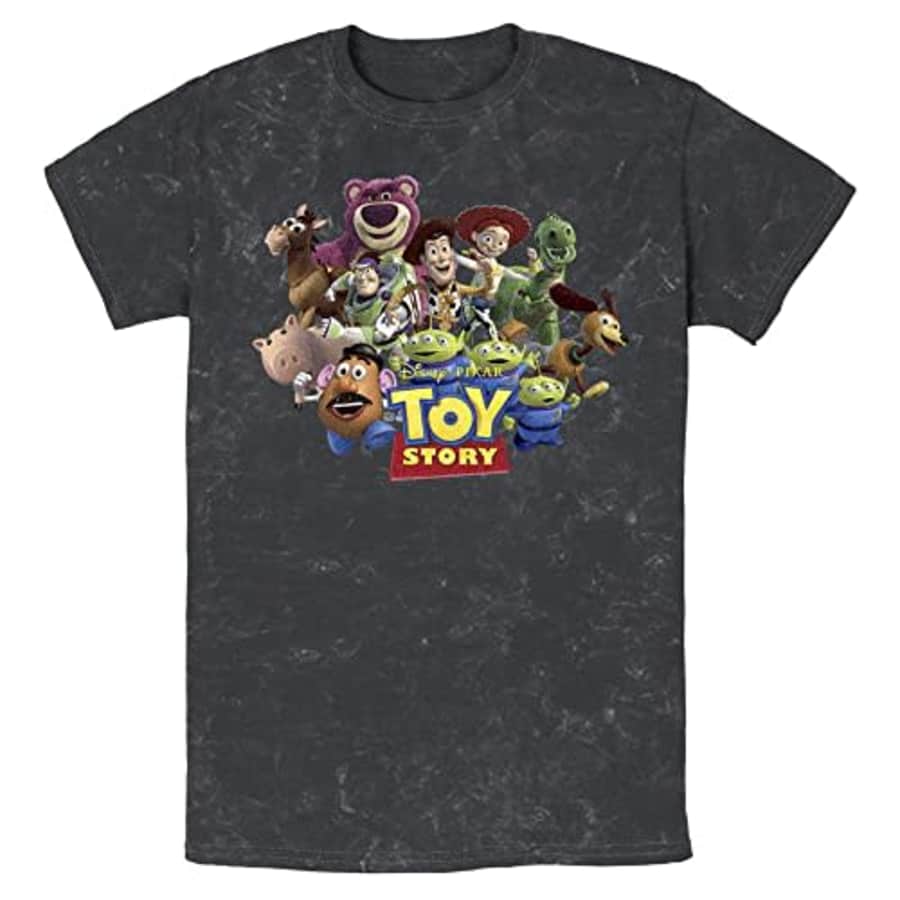 Disney Pixar Toy Story Running Team Young Men's Short Sleeve Tee Shirt, Black, XX-Large for $21