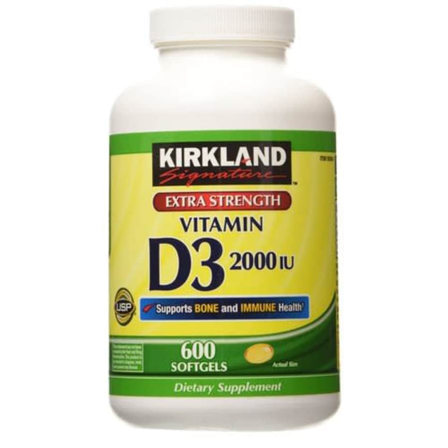 Kirkland Signature Extra Strength Vitamin D3 2000 I.U. 600 Softgels, Bottle for $13