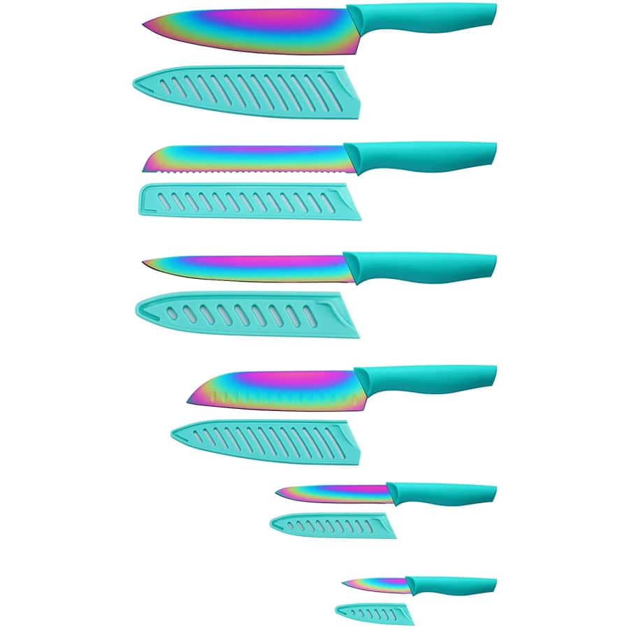 Marco Almond 12-Piece Rainbow Titanium Knife Set for $36